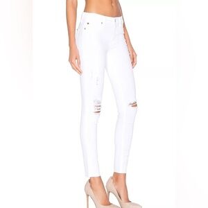 hudson nico midrise ankle ss raw hem jeans white